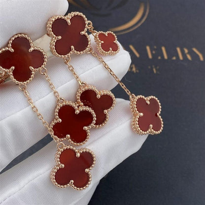 [NOBLE AURA]CLOVER EARRINGS CARNELIAN 4 MOTIFS PINK GOLD