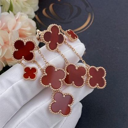 [NOBLE AURA]CLOVER EARRINGS CARNELIAN 4 MOTIFS PINK GOLD