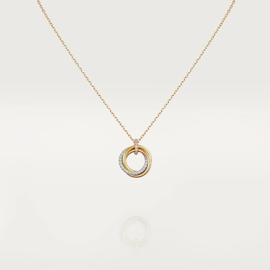 [NOBLE AURA]TRINITY NECKLACE SILVER GOLD PINK GOLD DIAMONDS
