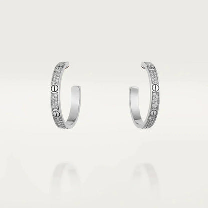 [NOBLE AURA]LOVE DIAMOND SILVER HOOP EARRINGS