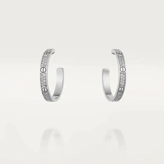 [NOBLE AURA]LOVE DIAMOND SILVER HOOP EARRINGS