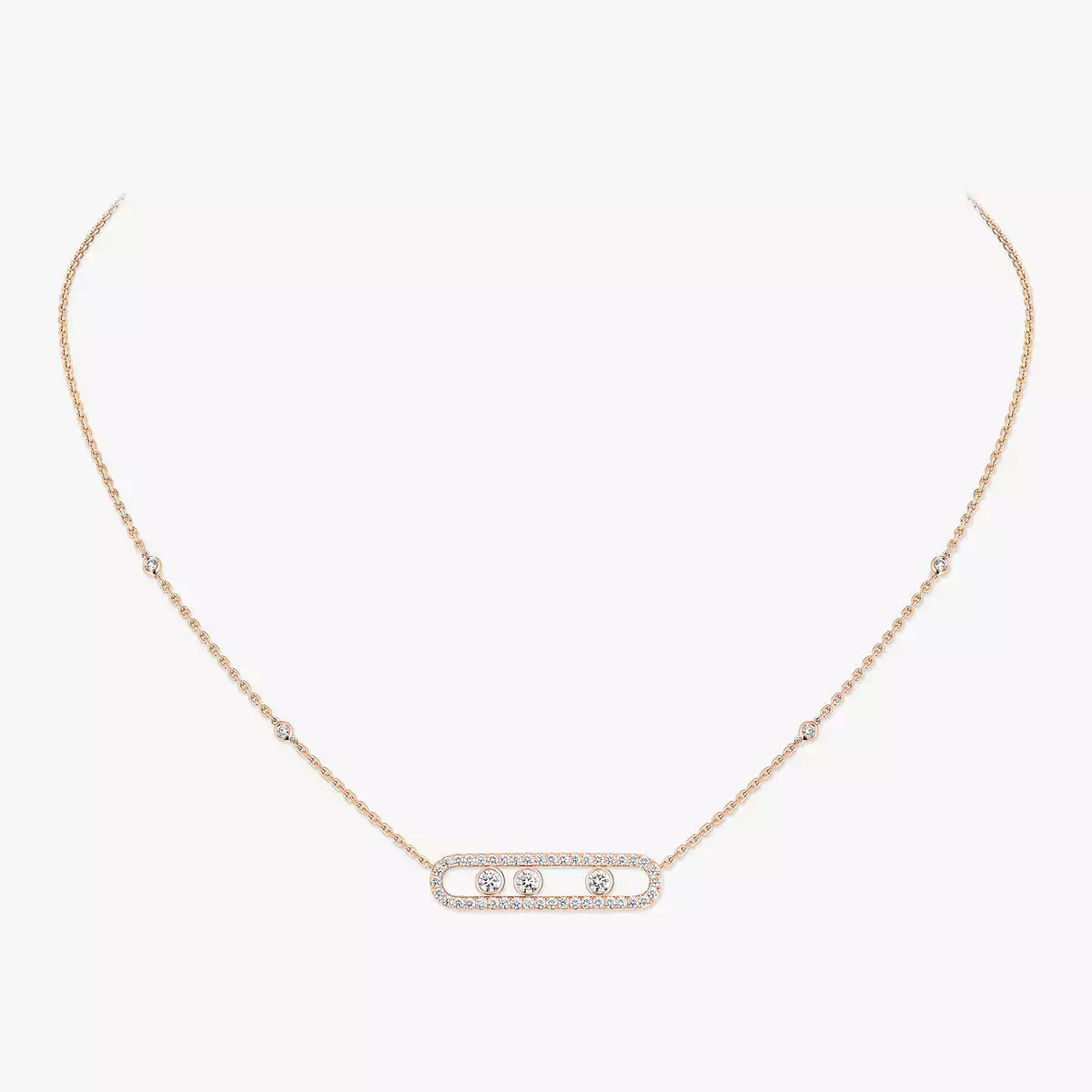 [NOBLE AURA] Move Pave_ Rose Gold Diamond Necklace