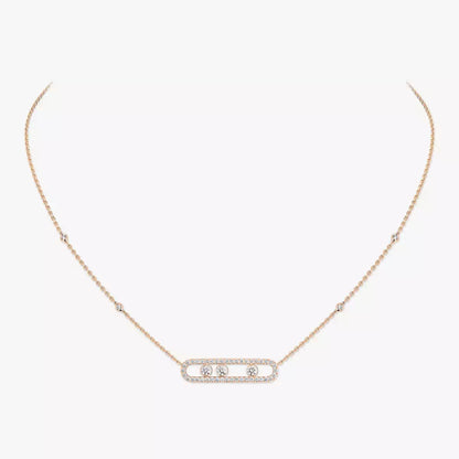 [NOBLE AURA] Move Pave_ Rose Gold Diamond Necklace