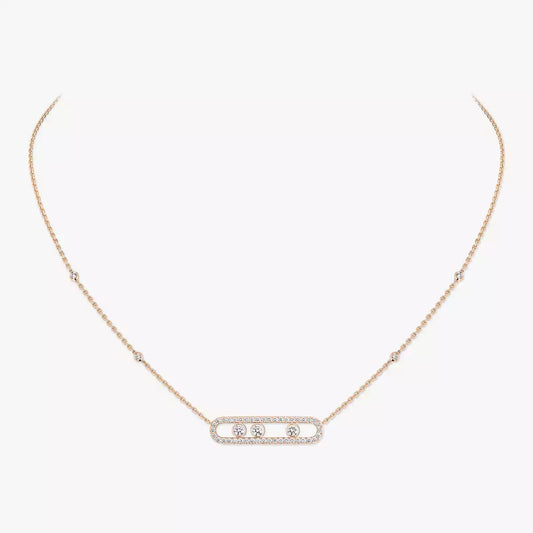 [NOBLE AURA] Move Pave_ Rose Gold Diamond Necklace