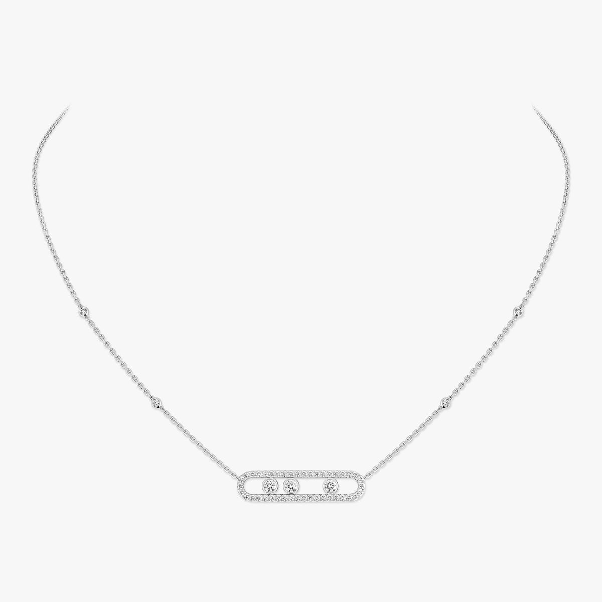 [NOBLE AURA] Move Pave_ Rose Gold Diamond Necklace