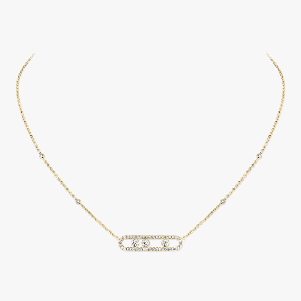 [NOBLE AURA] Move Pave_ Rose Gold Diamond Necklace