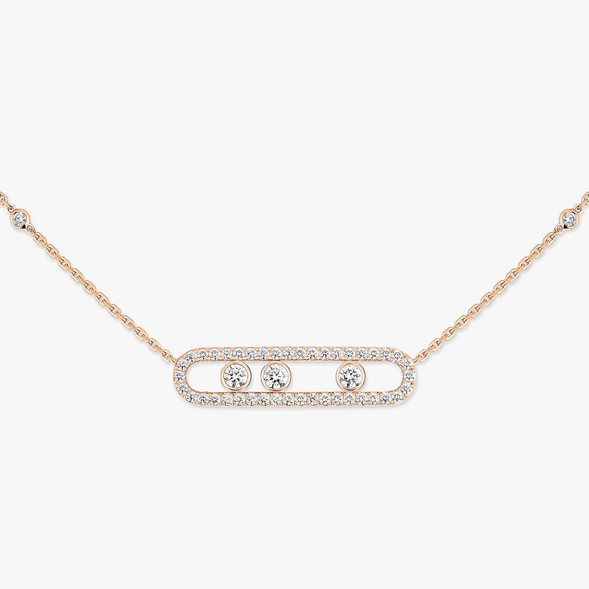 [NOBLE AURA] Move Pave_ Rose Gold Diamond Necklace