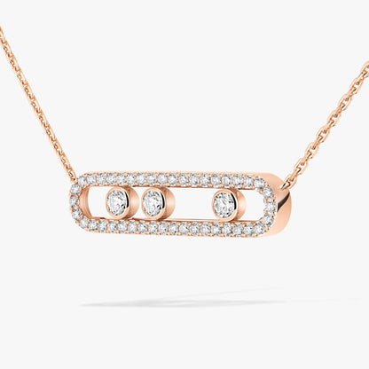 [NOBLE AURA] Move Pave_ Rose Gold Diamond Necklace