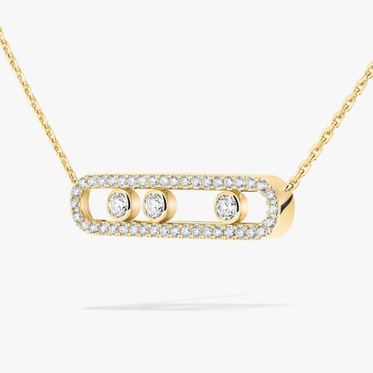 [NOBLE AURA] Move Pave_ Rose Gold Diamond Necklace