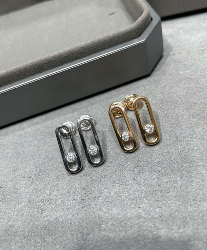 [NOBLE AURA]MOVE UNO SMALL 1 DIAMOND EARRINGS