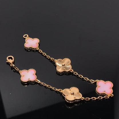 [NOBLE AURA]CLOVER BRACELET 5 MOTIF PINK AND PINK GOLD