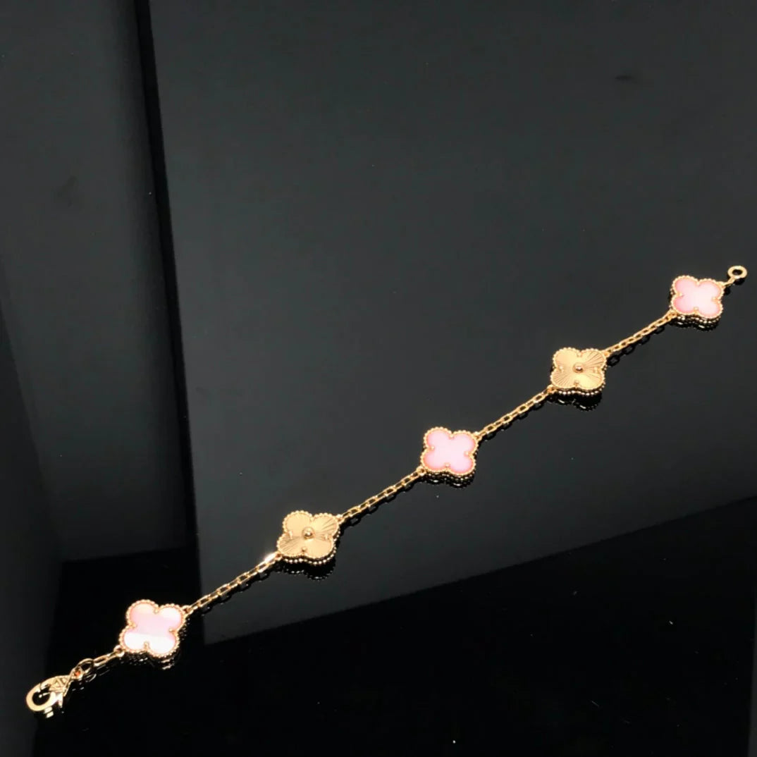 [NOBLE AURA] CLOVER 5 MOTIFS  PINK MOP BRACELET COLLECTION