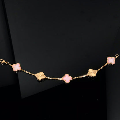 [NOBLE AURA]CLOVER BRACELET 5 MOTIF PINK AND PINK GOLD