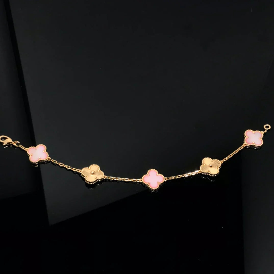[NOBLE AURA] CLOVER 5 MOTIFS  PINK MOP BRACELET COLLECTION