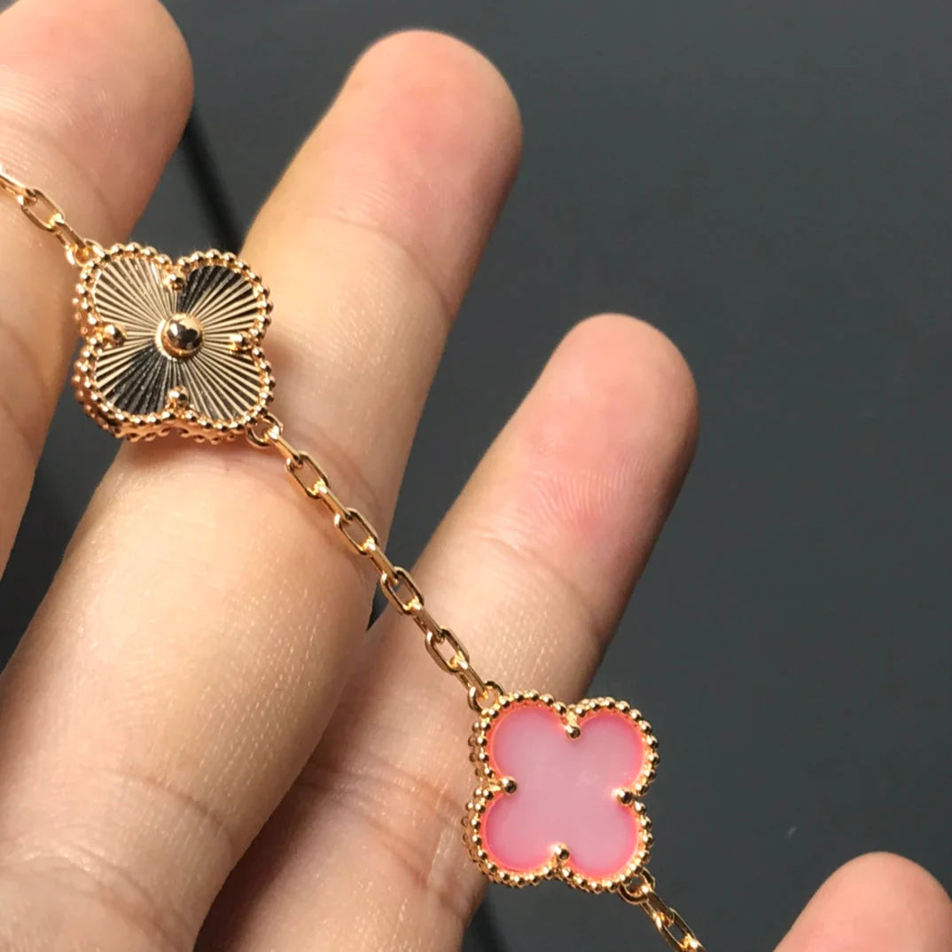 [NOBLE AURA] CLOVER 5 MOTIFS  PINK MOP BRACELET COLLECTION
