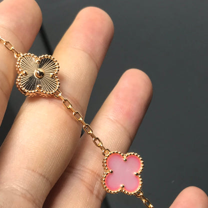 [NOBLE AURA]CLOVER BRACELET 5 MOTIF PINK AND PINK GOLD