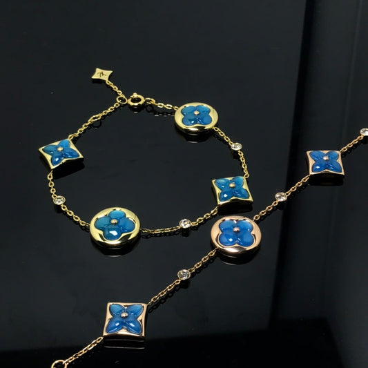[NOBLE AURA]STAR AND SUN 4 MOTIF BLUE BRACELET