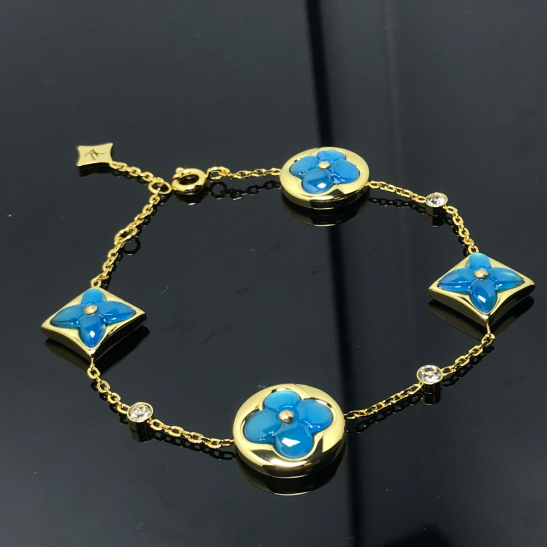 [NOBLE AURA]STAR AND SUN 4 MOTIF BLUE BRACELET