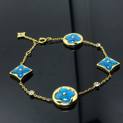 [NOBLE AURA]STAR AND SUN 4 MOTIF BLUE BRACELET