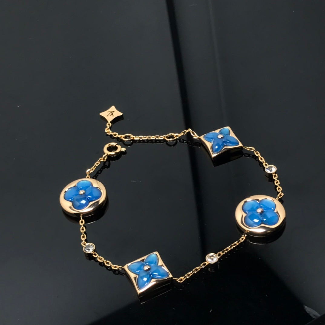 [NOBLE AURA]STAR AND SUN 4 MOTIF BLUE BRACELET
