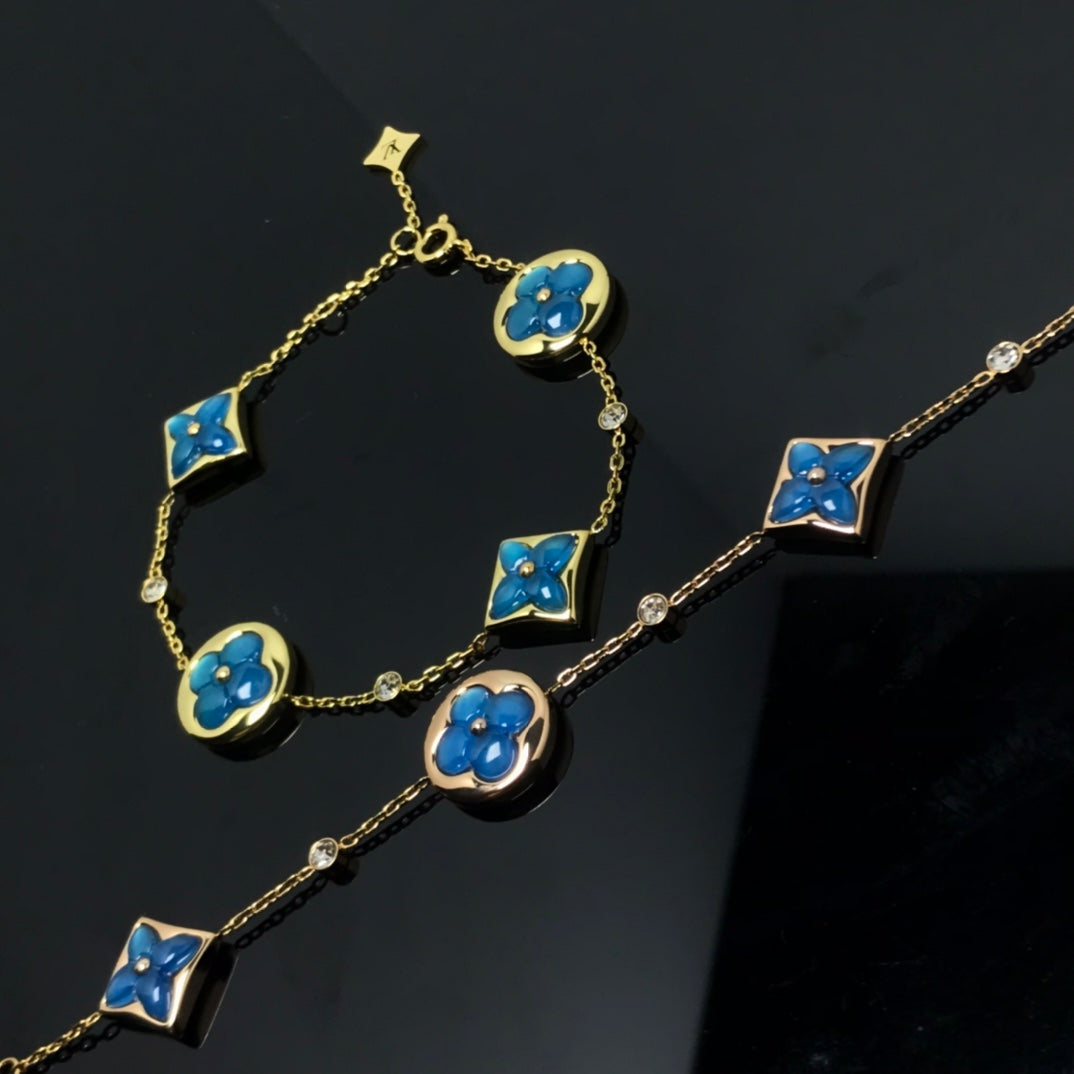 [NOBLE AURA]STAR AND SUN 4 MOTIF BLUE BRACELET