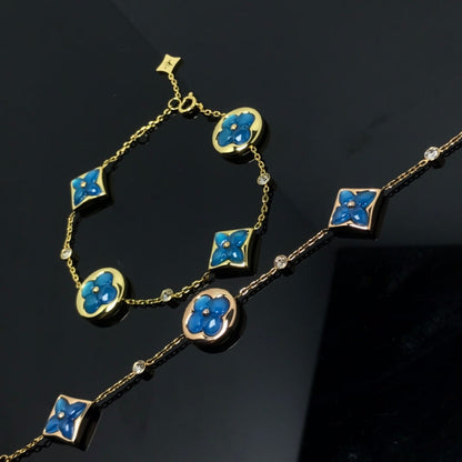 [NOBLE AURA]STAR AND SUN 4 MOTIF BLUE BRACELET