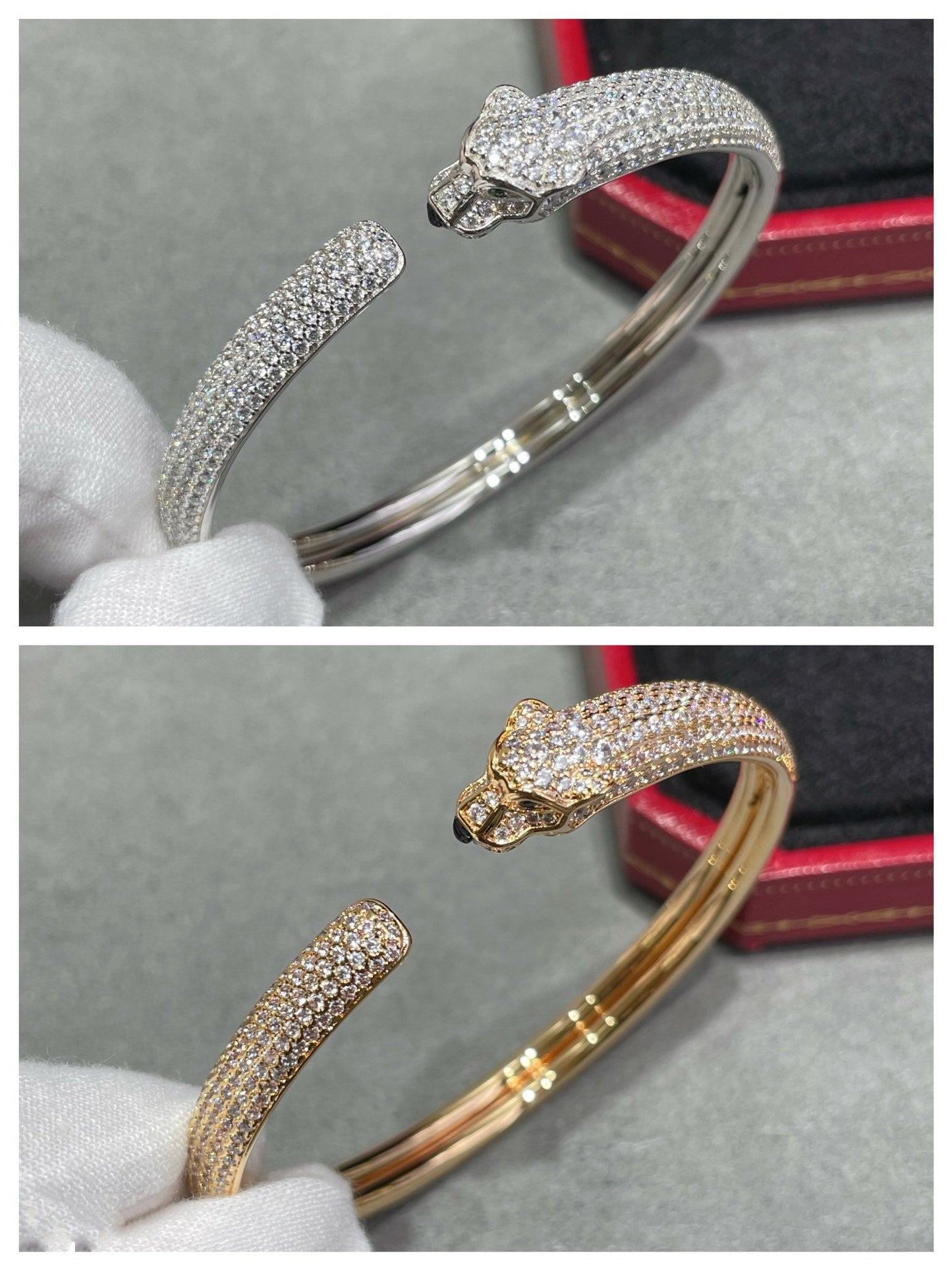 [NOBLE AURA]PANTHERE FULL DIAMOND OPEN BRACELET