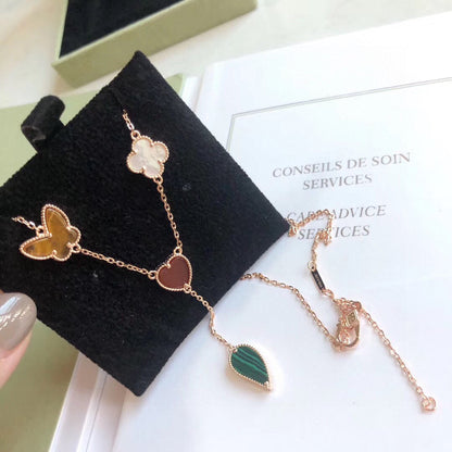 [NOBLE AURA]LUCKY SPRING 4 MOTIFS ROSE GOLD NECKLACE