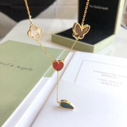 [NOBLE AURA]LUCKY SPRING 4 MOTIFS ROSE GOLD NECKLACE