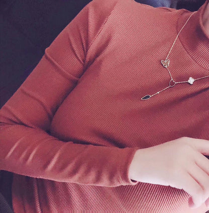 [NOBLE AURA]LUCKY SPRING 4 MOTIFS ROSE GOLD NECKLACE