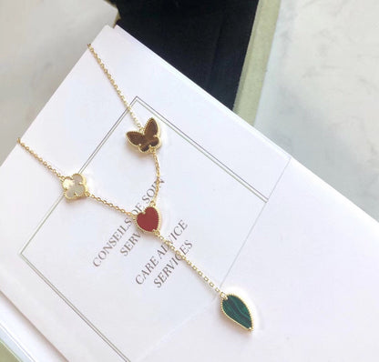 [NOBLE AURA]LUCKY SPRING 4 MOTIFS ROSE GOLD NECKLACE