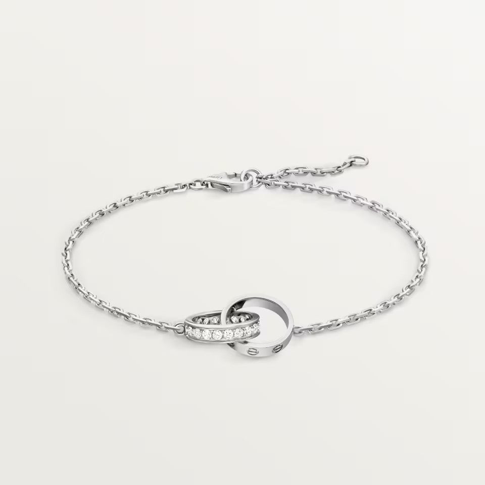 [NOBLE AURA] LOVE DOUBLE RING HALF DIAMOND BRACELET