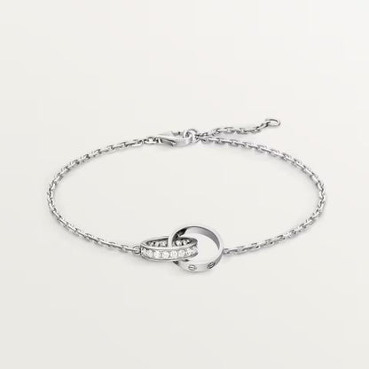 [NOBLE AURA] LOVE DOUBLE RING HALF DIAMOND BRACELET