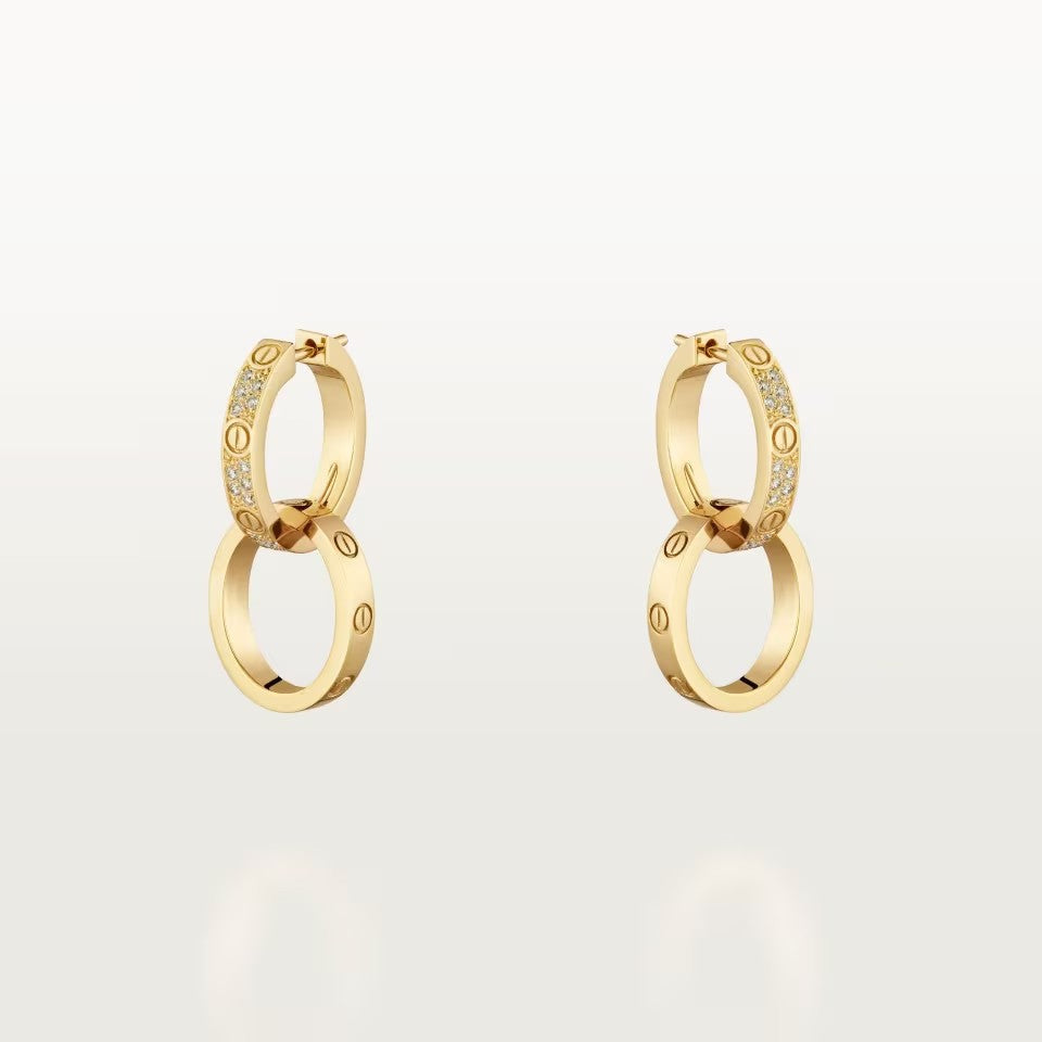 [NOBLE AURA] LOVE 3.3MM DANGLE HALF DIAMOND EARRINGS