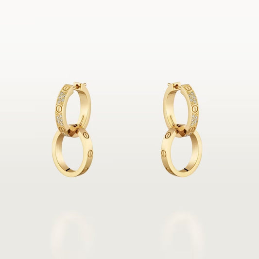 [NOBLE AURA] LOVE 3.3MM DANGLE HALF DIAMOND EARRINGS