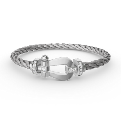 [NOBLE AURA]FORCE LARGE HORSESHOE HALF DIAMOND BRACELET SILVER