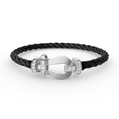 [NOBLE AURA]FORCE LARGE HORSESHOE HALF DIAMOND BRACELET SILVER