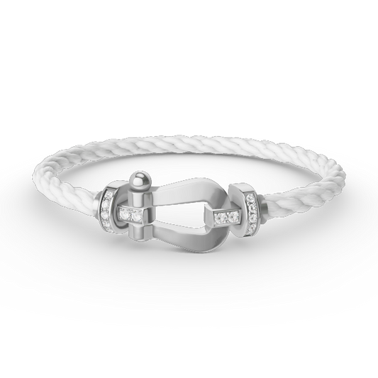 [NOBLE AURA]FORCE LARGE HORSESHOE HALF DIAMOND BRACELET SILVER